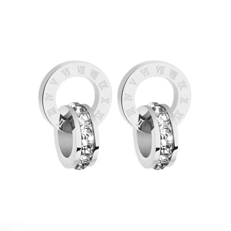 Geometrischer Luxus: Römische Ziffern Gold-Schmuckset 3-teilig